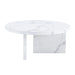 A white MDF material circular patterned coffee table, a 31.4-inch white center table, modern coffee table, suitable for small spaces and living rooms. Default -DTYStore