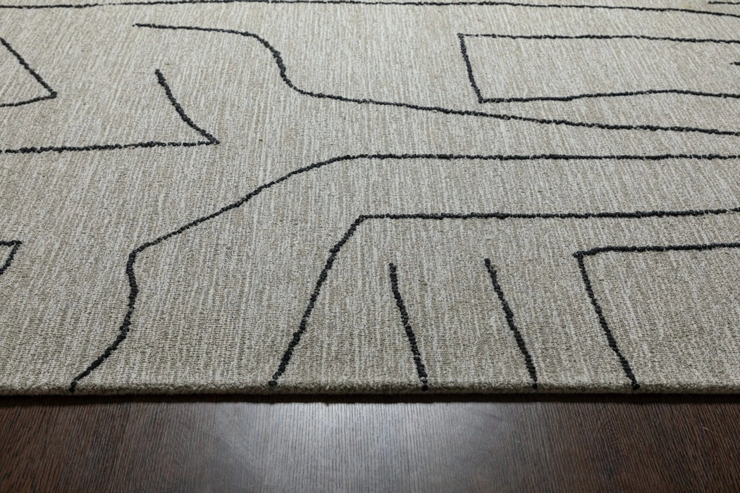 Abbey Valetta Natural, Brown, and Black Wool Handwoven Area Rug Default -DTYStore