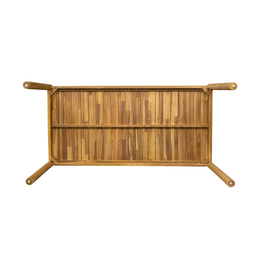 Acacia Wood Outdoor Dining Set of 5, Dining Furniture Set with 1 Table 4 Chairs, Teak and Beige Default -DTYStore