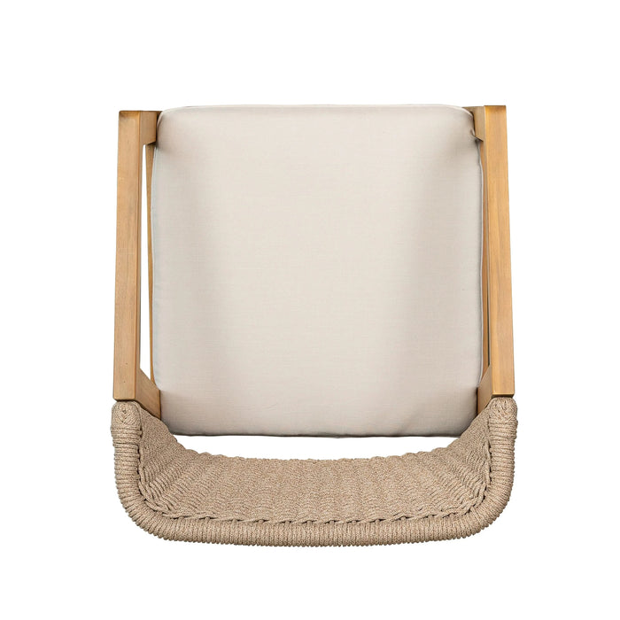 Acacia Wood Outdoor Dining Set of 5, Dining Furniture Set with 1 Table 4 Chairs, Teak and Beige Default -DTYStore