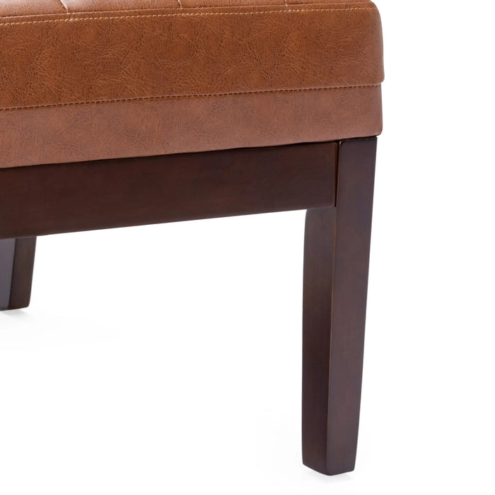 Accent Chair, Cognac + Dark Espresso, Upholstered Accent Chair STRAIGHT CHAIR CONTEMPORARY CHAIR Upholstered CHAIR WOODEN CHAIR Default -DTYStore