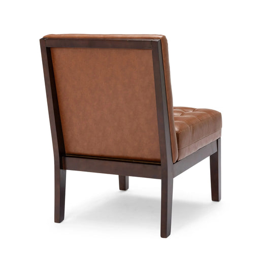 Accent Chair, Cognac + Dark Espresso, Upholstered Accent Chair STRAIGHT CHAIR CONTEMPORARY CHAIR Upholstered CHAIR WOODEN CHAIR Default -DTYStore