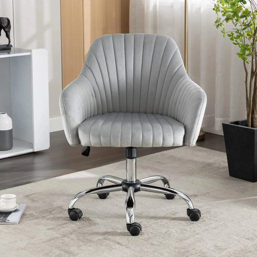 Accent chair Modern home office leisure chair with adjustable velvet height and adjustable casters (LIGHTGRAY) Default -DTYStore