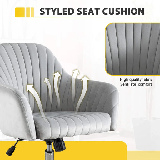 Accent chair Modern home office leisure chair with adjustable velvet height and adjustable casters (LIGHTGRAY) Default -DTYStore