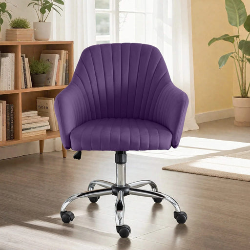 Accent chair Modern home office leisure chair with adjustable velvet height and adjustable casters (PURPIE) Default -DTYStore