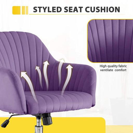 Accent chair Modern home office leisure chair with adjustable velvet height and adjustable casters (PURPIE) Default -DTYStore