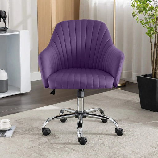 Accent chair Modern home office leisure chair with adjustable velvet height and adjustable casters (PURPIE) Default -DTYStore