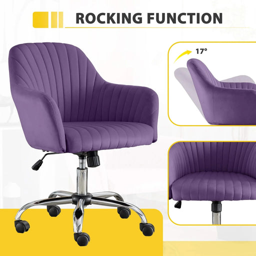 Accent chair Modern home office leisure chair with adjustable velvet height and adjustable casters (PURPIE) Default -DTYStore