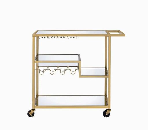 Adamsen Mirrored & Champagne Finish Serving Cart Default -DTYStore