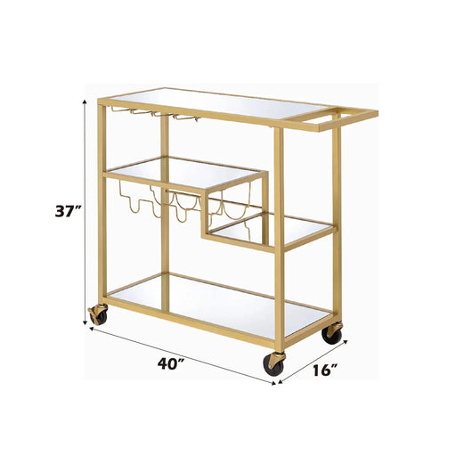 Adamsen Mirrored & Champagne Finish Serving Cart Default -DTYStore