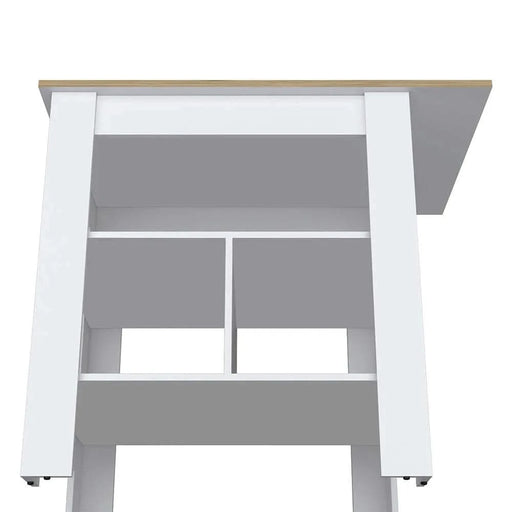 Adeline 3-Shelf Kitchen Island White and Macadamia Default -DTYStore