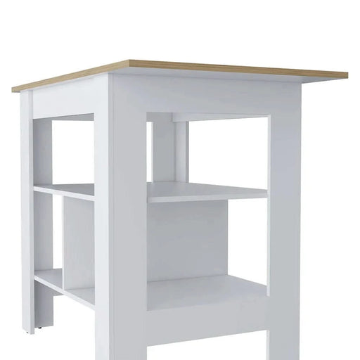 Adeline 3-Shelf Kitchen Island White and Macadamia Default -DTYStore
