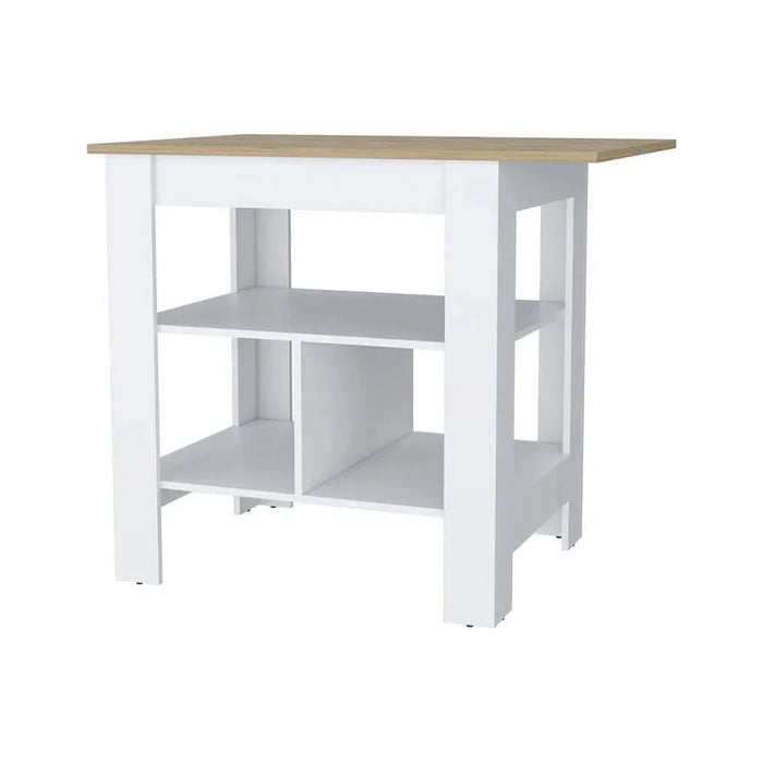 Adeline 3-Shelf Kitchen Island White and Macadamia Default -DTYStore