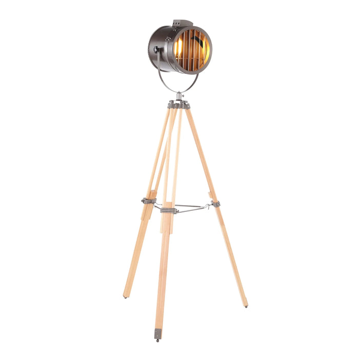 Ahoy Industrial Floor Lamp in Natural Wood and Antique Metal by LumiSource Default -DTYStore