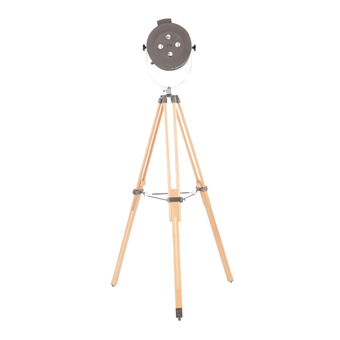 Ahoy Industrial Floor Lamp in Natural Wood and Antique Metal by LumiSource Default -DTYStore