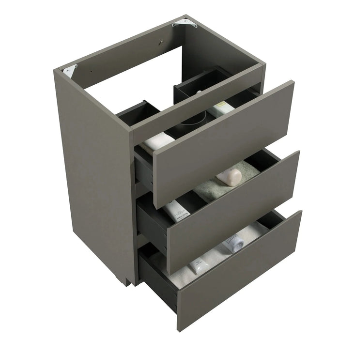 Alice-24F-102,Floor cabinet WITHOUT basin, Gray color, With three drawers, Pre-assembled Default -DTYStore