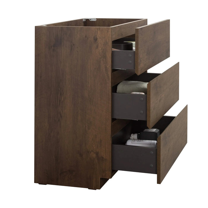 Alice-24F-105,Floor cabinet WITHOUT basin, Walnut color, With three drawers, Pre-assembled Default -DTYStore
