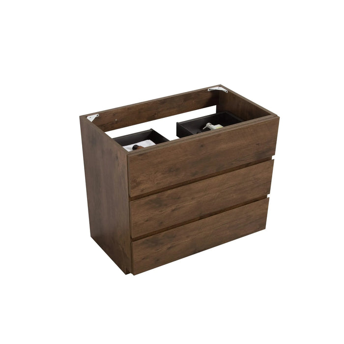 Alice-30F-105,Floor cabinet WITHOUT basin, Walnut color, With three drawers, Pre-assembled Default -DTYStore