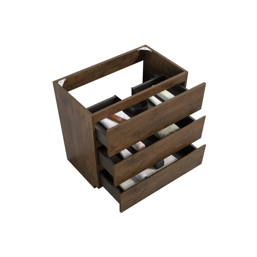 Alice-30F-105,Floor cabinet WITHOUT basin, Walnut color, With three drawers, Pre-assembled Default -DTYStore