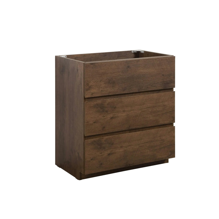 Alice-30F-105,Floor cabinet WITHOUT basin, Walnut color, With three drawers, Pre-assembled Default -DTYStore