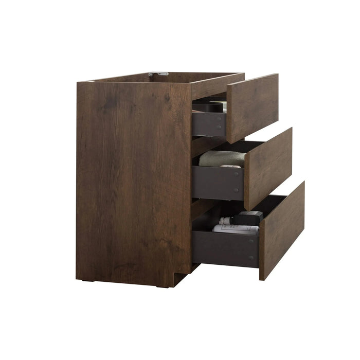 Alice-30F-105,Floor cabinet WITHOUT basin, Walnut color, With three drawers, Pre-assembled Default -DTYStore