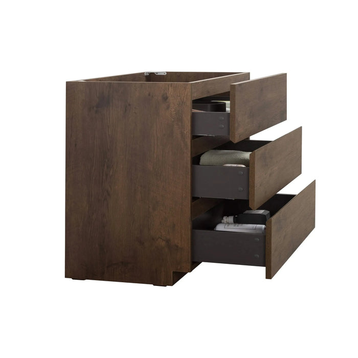 Alice-36F-105,Floor cabinet WITHOUT basin, Walnut color, With three drawers, Pre-assembled Default -DTYStore