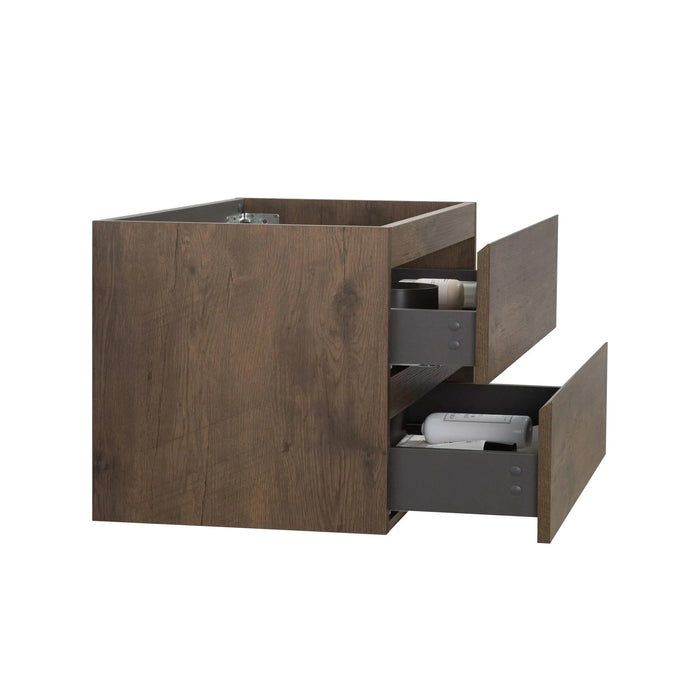 Alice-36W-105,Wall mount cabinet WITHOUT basin, Walnut color, With two drawers, Pre-assembled Default -DTYStore