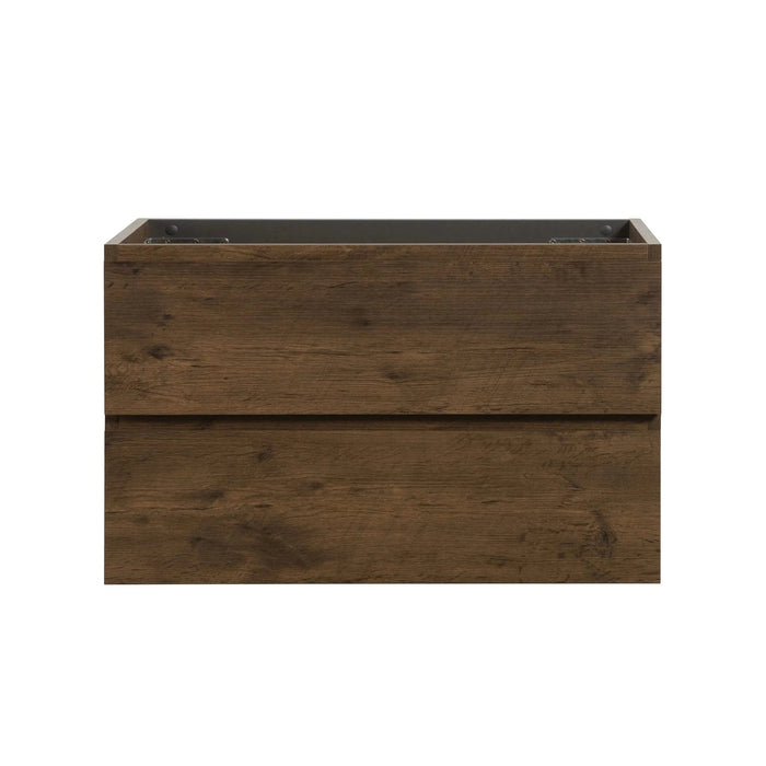 Alice-36W-105,Wall mount cabinet WITHOUT basin, Walnut color, With two drawers, Pre-assembled Default -DTYStore