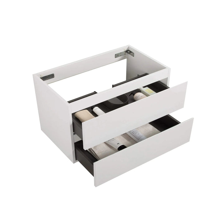 Alice-36W-201,Wall mount cabinet WITHOUT basin, White color, With two drawers, Pre-assembled Default -DTYStore