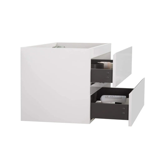 Alice-36W-201,Wall mount cabinet WITHOUT basin, White color, With two drawers, Pre-assembled Default -DTYStore