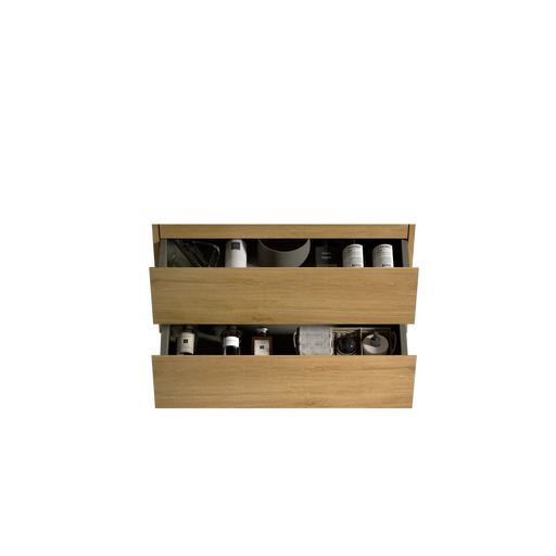 Alice30-106, Wall mount cabinet WITHOUT basin, Natural oak color, with two drawers, Pre-assembled Default -DTYStore