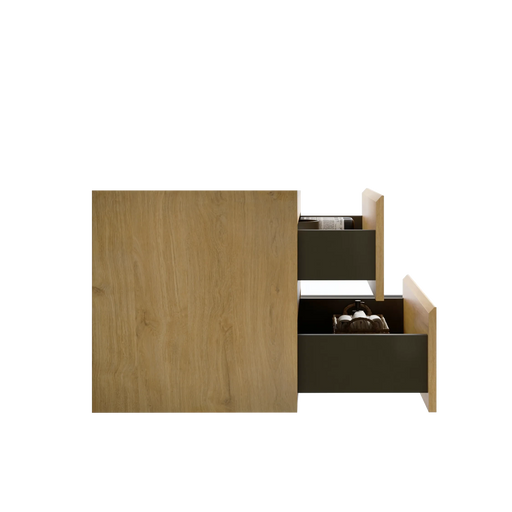 Alice30-106, Wall mount cabinet WITHOUT basin, Natural oak color, with two drawers, Pre-assembled Default -DTYStore
