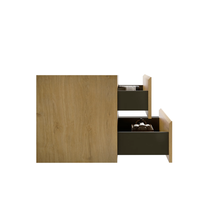 Alice30-106, Wall mount cabinet WITHOUT basin, Natural oak color, with two drawers, Pre-assembled Default -DTYStore