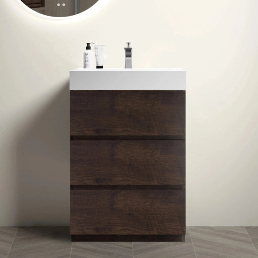 Alice 24' Walnut Bathroom Vanity with Sink, Large Storage, Freestanding Design, Rosewood Finish, 24-Inch Default -DTYStore