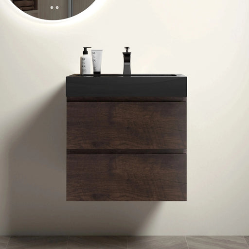 Alice 24' Walnut Bathroom Vanity with Sink, Large Storage Wall Mounted, Rosewood Finish, Melamine, 24' Default -DTYStore