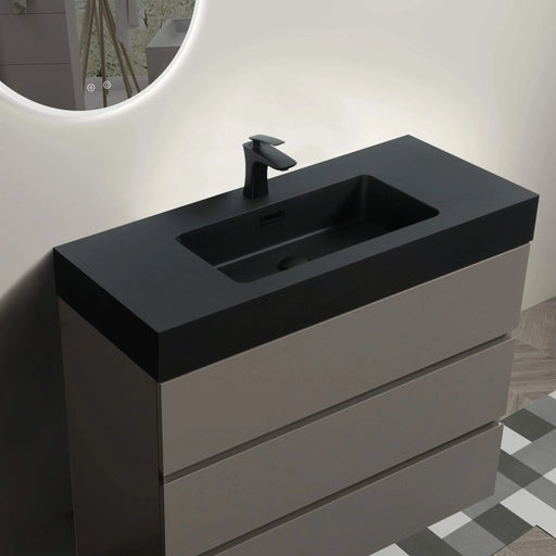 Alice 36' Gray Bathroom Vanity with Sink, Large Storage Freestanding Bathroom Vanity for Modern Bathroom, One-Piece Black Sink Basin without Drain and Faucet, Pre-assembled Default -DTYStore