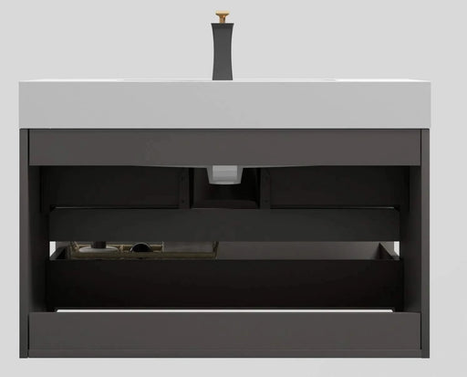 Alice 36' Gray Bathroom Vanity with Sink, Large Storage Wall Mounted Floating Bathroom Vanity for Modern Bathroom, One-Piece White Sink Basin without Drain and Faucet, Pre-assembled Default -DTYStore