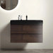 Alice 36' Walnut Bathroom Vanity with Black Sink Basin, Wall Mounted Floating Design, Pre-assembled Default -DTYStore