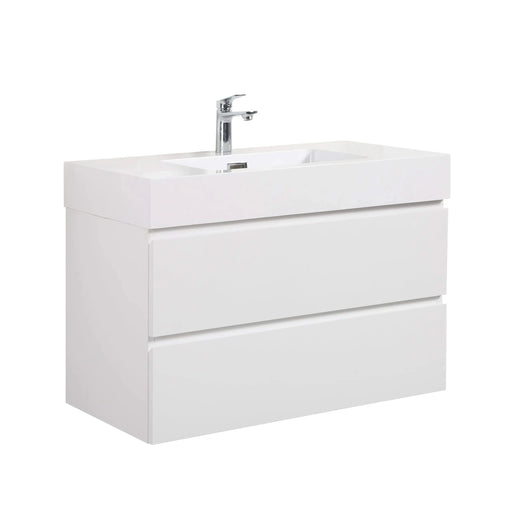 Alice 36' White Bathroom Vanity with Sink, Large Storage Wall Mounted Floating Bathroom Vanity for Modern Bathroom, One-Piece White Sink Basin without Drain and Faucet, Pre-assembled Default -DTYStore