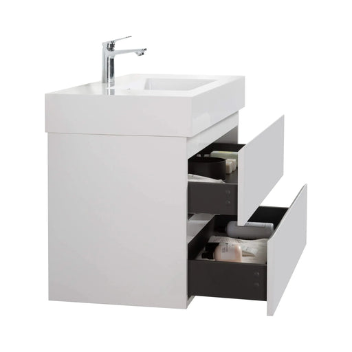 Alice 36' White Bathroom Vanity with Sink, Large Storage Wall Mounted Floating Bathroom Vanity for Modern Bathroom, One-Piece White Sink Basin without Drain and Faucet, Pre-assembled Default -DTYStore