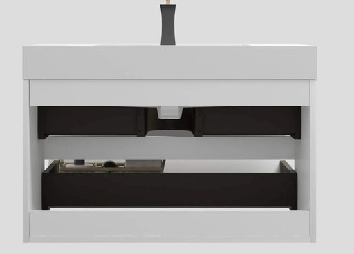 Alice 36' White Bathroom Vanity with Sink, Large Storage Wall Mounted Floating Bathroom Vanity for Modern Bathroom, One-Piece White Sink Basin without Drain and Faucet, Pre-assembled Default -DTYStore