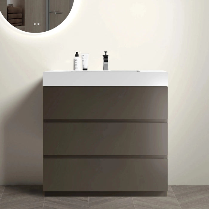 Alice Modern Bathroom Vanity with Sink, Large Storage, Sleek Gray Finish, Melamine Material, 36 Inch Default -DTYStore