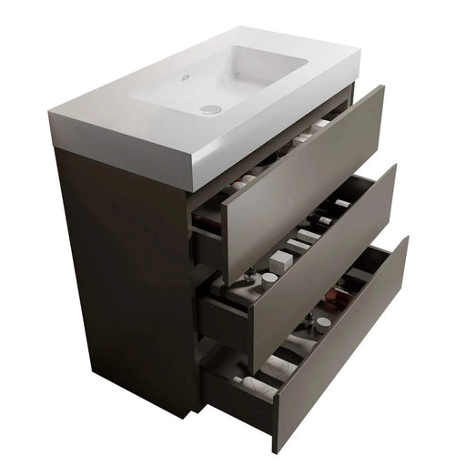 Alice Modern Bathroom Vanity with Sink, Large Storage, Sleek Gray Finish, Melamine Material, 36 Inch Default -DTYStore