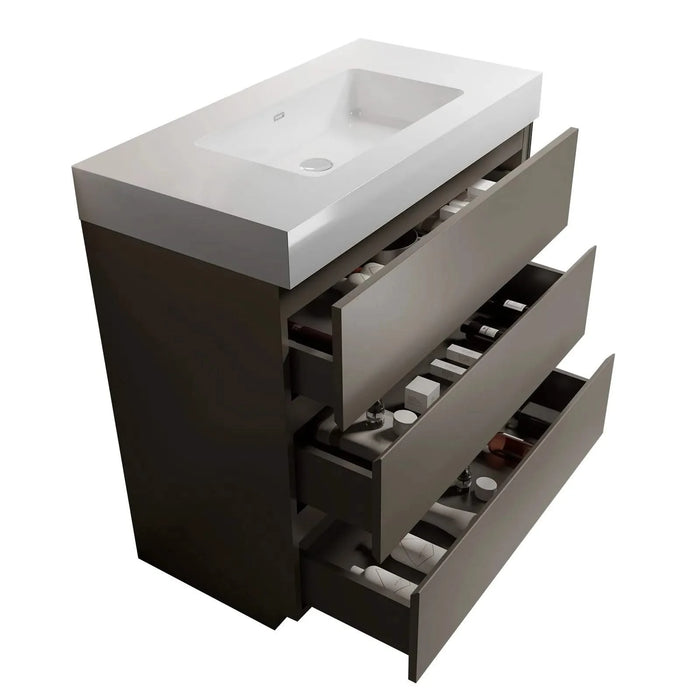 Alice Modern Bathroom Vanity with Sink, Large Storage, Sleek Gray Finish, Melamine Material, 36 Inch Default -DTYStore