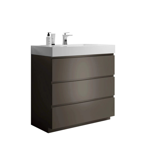 Alice Modern Bathroom Vanity with Sink, Large Storage, Sleek Gray Finish, Melamine Material, 36 Inch Default -DTYStore