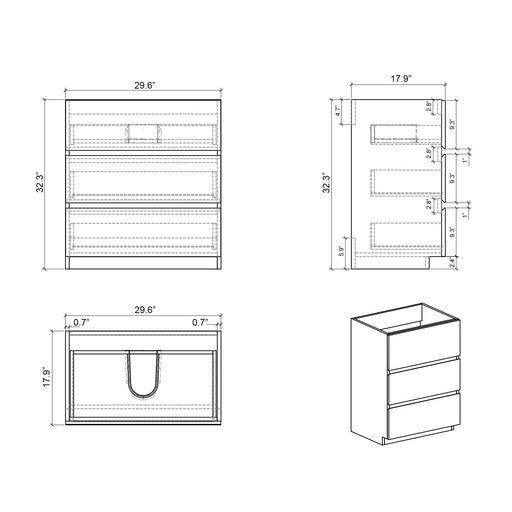 Alice Walnut Bathroom Vanity with Large Storage, White Sink Basin, Freestanding, Pre-assembled Default -DTYStore