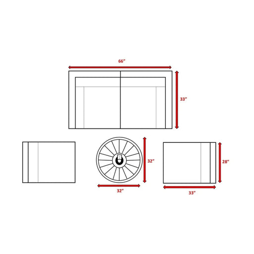 All-Weather Rattan Sectional Lounge Set with Plush Cushions and Fire Pit - Brown Mix Wicker Default -DTYStore