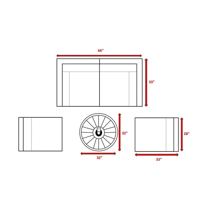 All-Weather Rattan Sectional Lounge Set with Plush Cushions and Fire Pit - Brown Mix Wicker Default -DTYStore