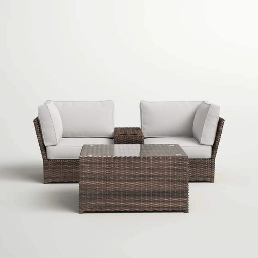 All-Weather Wicker Sectional Seating Group with Cushions - Modular Design - Olefin Grey - Aluminum Frame Default -DTYStore