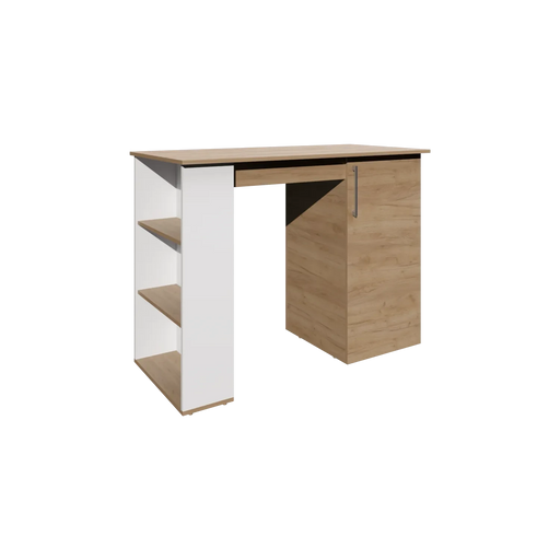 Allen 47' Wide Kitchen Island One Cabinet and Five Shelves, Bar Table, Dinning Table. Pub Table White- Natural Oak Default -DTYStore